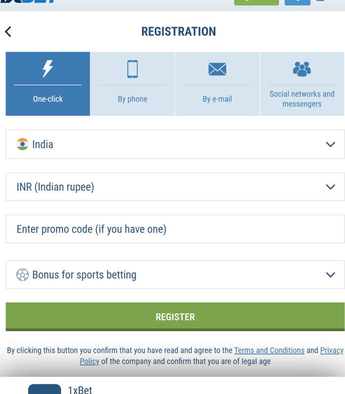 Register with 1xBet to play Thimble